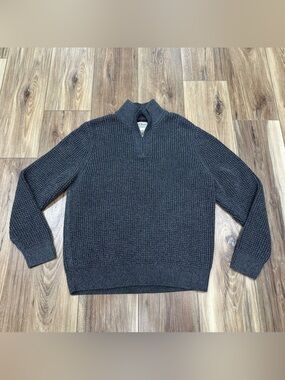 L.L. Bean Waffle Knit Sweater Organic Cotton 1/4 Zip Pullover 508120, Medium